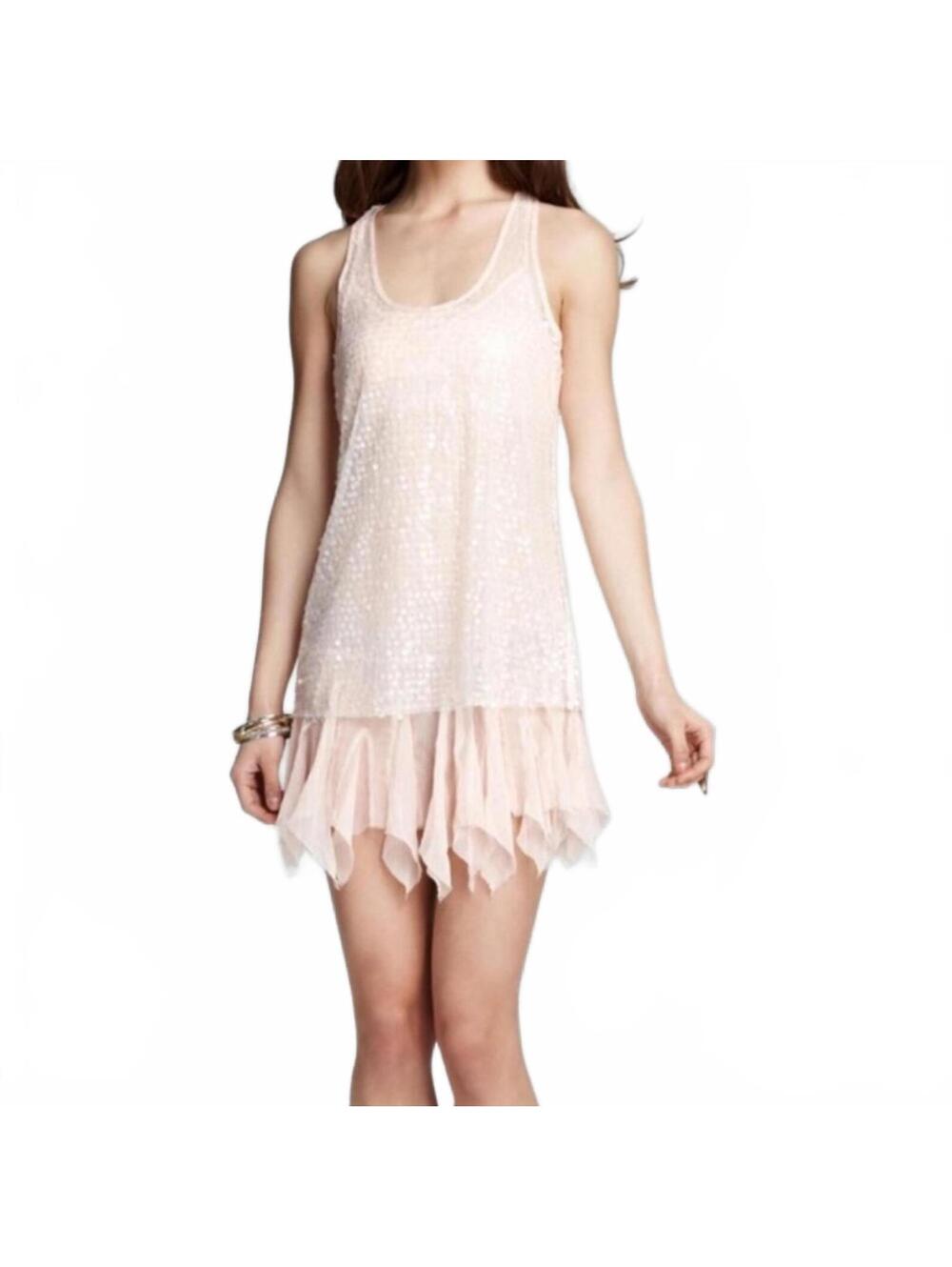 Free People Intimately Pink Sequin Sheer Fairy Ruffle Slip Dress Medium